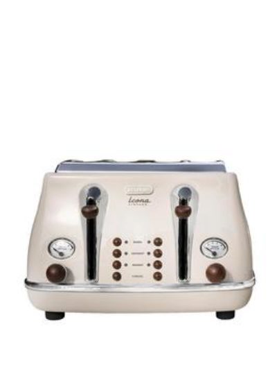 Delonghi Ct0V4003.Bg Vintage Icona 4-Slice Toaster - Cream Delonghi Ct0V4003.Bg Vintage Icona 4-Slice Toaster - Cream
